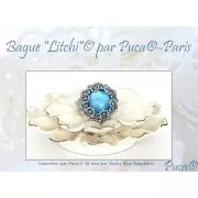 Cabochon rond en verre par Puca® 18 mm - Ice Slushy Blue Rasberry x1