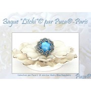 Cabochon rond en verre par Puca® 18 mm - Ice Slushy Blue Curacao x1