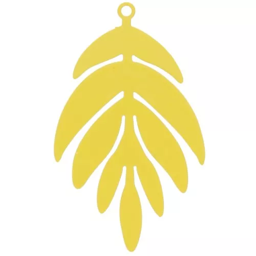Pendentif teinté feuille 40x24 mm - Jaune x1