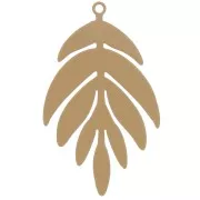 Pendentif teinté feuille 40x24 mm - Marron clair x1