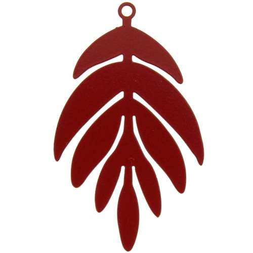 Pendentif teinté feuille 40x24 mm - Rouge x1