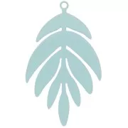 Pendentif teinté feuille 40x24 mm - Bleu clair x1