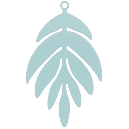 Pendentif teinté feuille 40x24 mm - Bleu clair x1