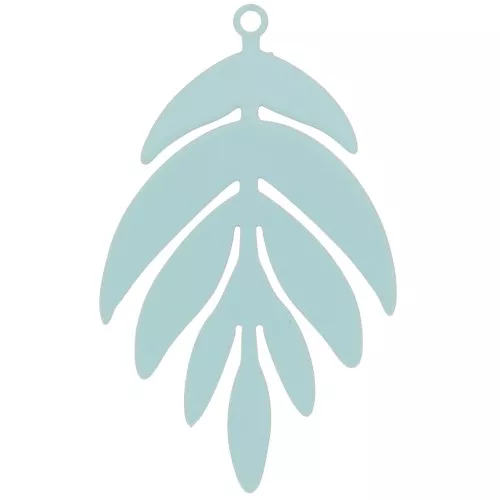 Pendentif teinté feuille 40x24 mm - Bleu clair x1