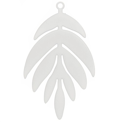 Pendentif teinté feuille 40x24 mm - Blanc x1