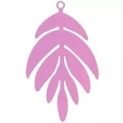 Pendentif teinté feuille 40x24 mm - Rose x1