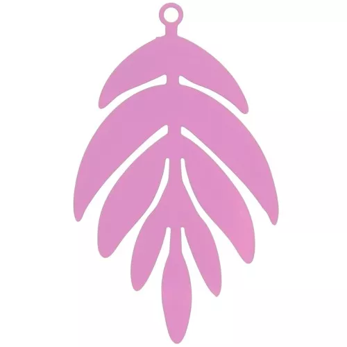 Pendentif teinté feuille 40x24 mm - Rose x1