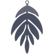 Pendentif teinté feuille 40x24 mm - Gris foncé x1