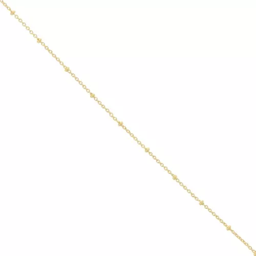 Chaîne maille Forçat alternée 1.9mm avec perles aplaties - Doré Or fin x50cm