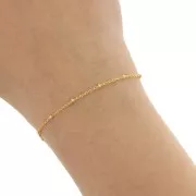 Chaîne maille Forçat alternée 1.9mm avec perles aplaties - Doré Or fin x50cm