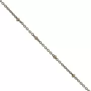 Chaîne maille Forçat alternée 1.9 mm avec perles aplaties - Bronze x50cm