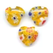 Coeurs Millefiori 10 mm Jaune orange x5