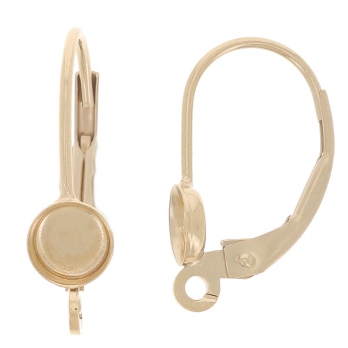 Dormeuses avec anneau ouvert 17 mm - pour cabochon 4 mm - Gold filled (or laminé)  x2