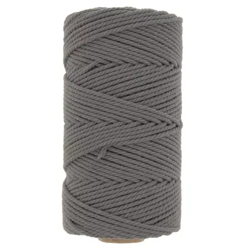 Bobine de cordon en coton pour macramé 2 mm - Gris foncé x100m