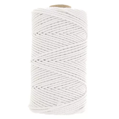 Bobine de cordon en coton pour macramé 2 mm - Blanc x100m