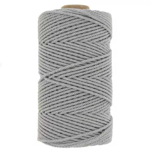 Bobine de cordon en coton pour macramé 2 mm - Gris clair x100m