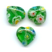 Coeurs Millefiori 10 mm Vert x5|raw }}