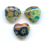 Coeurs Millefiori 10 mm Multicolore x5