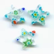 Perles étoiles Millefiori 10 mm - Crystal - Multicolore x5