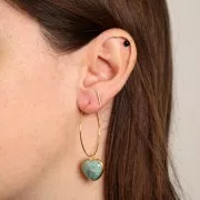 Pendentif coeur 18x16 mm - pierre gemme et oxyde de zirconium - Doré - Amazonite