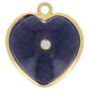 Pendentif coeur 18x16 mm - pierre gemme et oxyde de zirconium - Doré - Sodalite