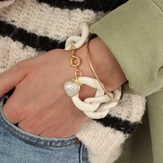 Pendentif coeur 18x16mm - pierre gemme et oxyde de zirconium - Doré - Lapis lazuli