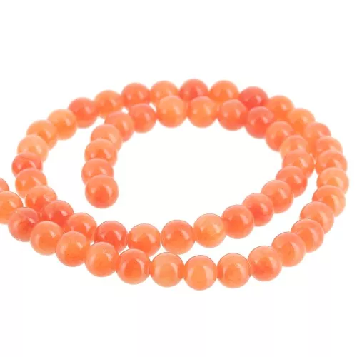 Perles rondes 6.5 mm - imitation gemme Jade - Orange x39cm