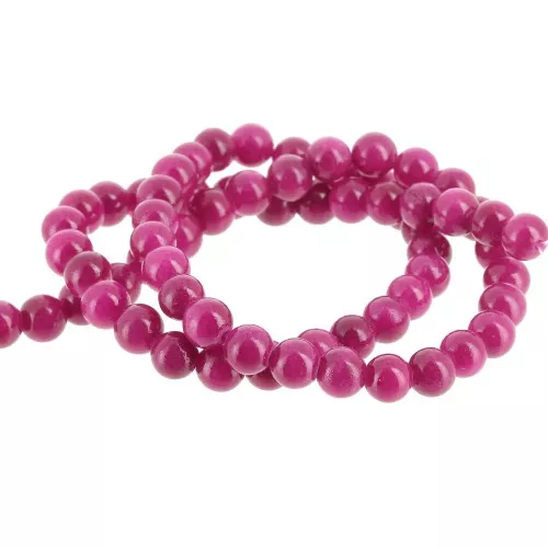 Perles rondes 6.5 mm imitation gemme Jade  - Prune x39cm