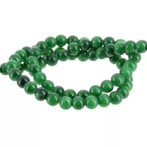 Perles rondes 6.5 mm imitation gemme Jade  - Vert foncé x39cm