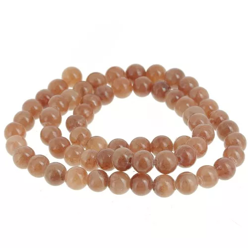 Perles rondes 6.5 mm imitation gemme Jade - Marron clair x39cm