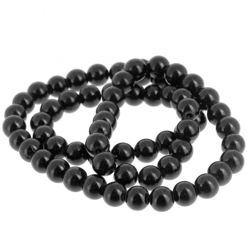 Perles rondes 6.5 mm imitation gemme Jade - Noir x39cm