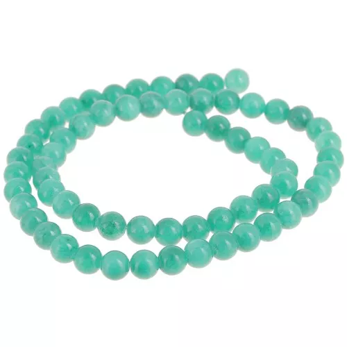 Perles rondes 6.5 mm imitation gemme Jade - Vert turquoise x39cm
