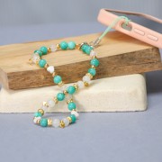 Perles rondes 6.5 mm imitation gemme Jade  - Vert turquoise x39cm