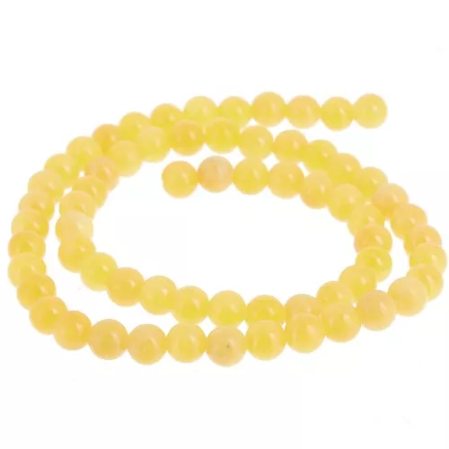 Perles rondes 6.5 mm imitation gemme Jade - Jaune x39cm