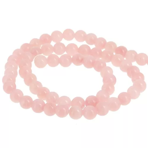 Perles rondes 6.5 mm - imitation gemme Jade - Vieux rose x39cm