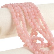 Perles rondes 6.5 mm - imitation gemme Jade  - Vieux rose x39cm