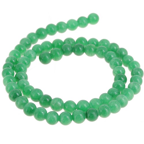 Perles rondes 6.5 mm - imitation gemme Jade - Vert x39cm