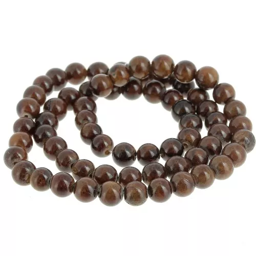 Perles rondes 6.5 mm imitation gemme Jade - Marron foncé x39cm