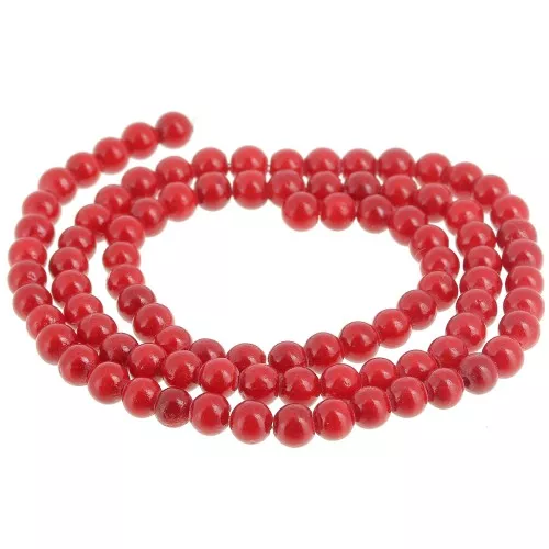 Perles rondes 4.5 mm - imitation gemme Jade - Rouge x39cm