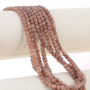 Perles rondes 4.5 mm - imitation gemme Jade - Marron clair x39cm