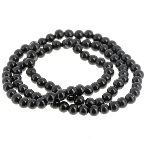 Perles rondes 4.5 mm - imitation gemme Jade - Noir x39cm
