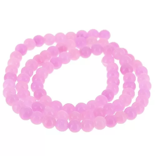 Perles rondes 4.5 mm - imitation gemme Jade - Rose x39cm