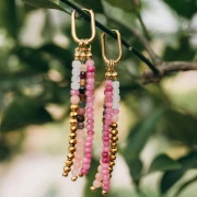 Perles rondes 4.5 mm - imitation gemme Jade - Vieux rose x39cm