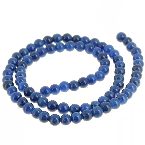 Perles rondes 4.5 mm - imitation gemme Jade - Bleu foncé x39cm