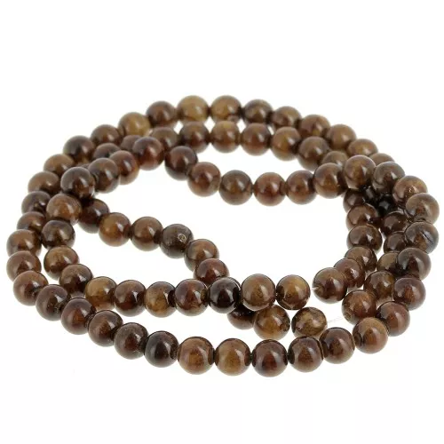 Perles rondes 4.5 mm - imitation gemme Jade - Marron foncé x39cm
