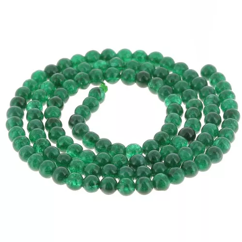 Perles rondes 3.5 mm en pierre gemme - Jade teinté - Vert foncé x38cm
