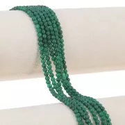 Perles  rondes 3.5 mm en pierre gemme  - Jade teinté - Vert foncé x38cm