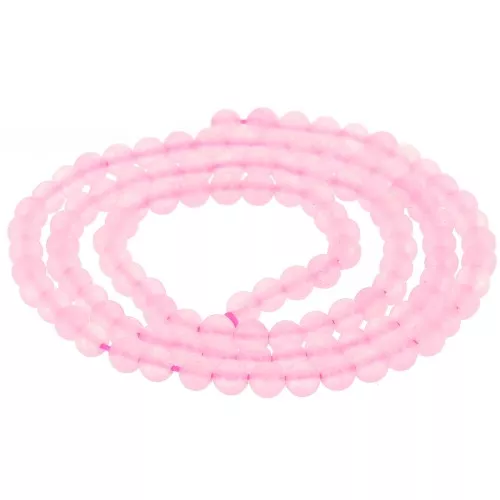Perles rondes 3.5 mm en pierre gemme - Jade teinté - Rose x38cm