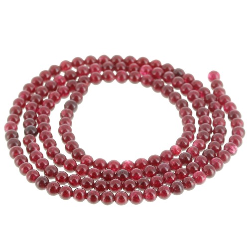 Perles rondes 2.5 mm - imitation gemme Jade - Bordeaux x38cm