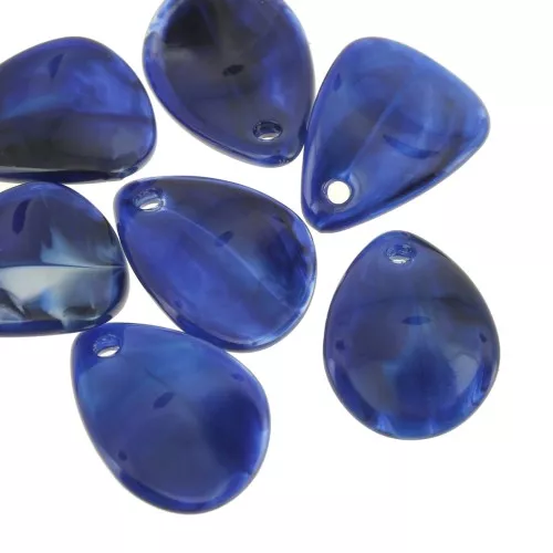 Sequins pétales de fleurs incurvés  17 mm en acrylique - Marbré bleu nuit x15